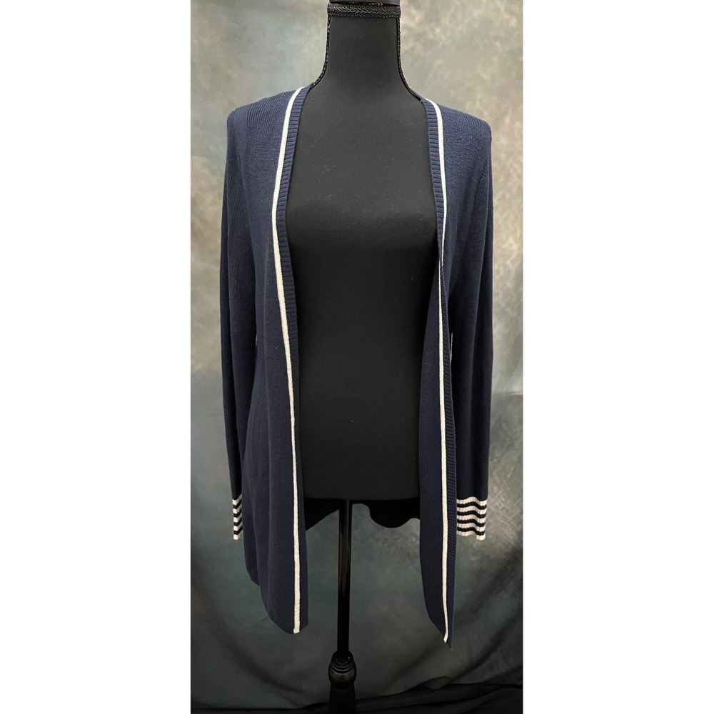Duffield‎ Lane Womens Cashmere Blend Cardigan Sweater Size Medium Navy Blue